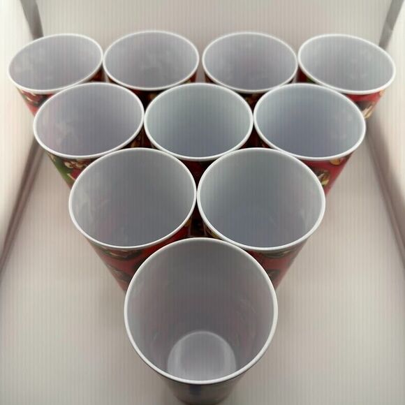 Vintage Gibson Coca-Cola Christmas Santa 5 Inch Melamine Cups, Set of 10 - Picture 2 of 12